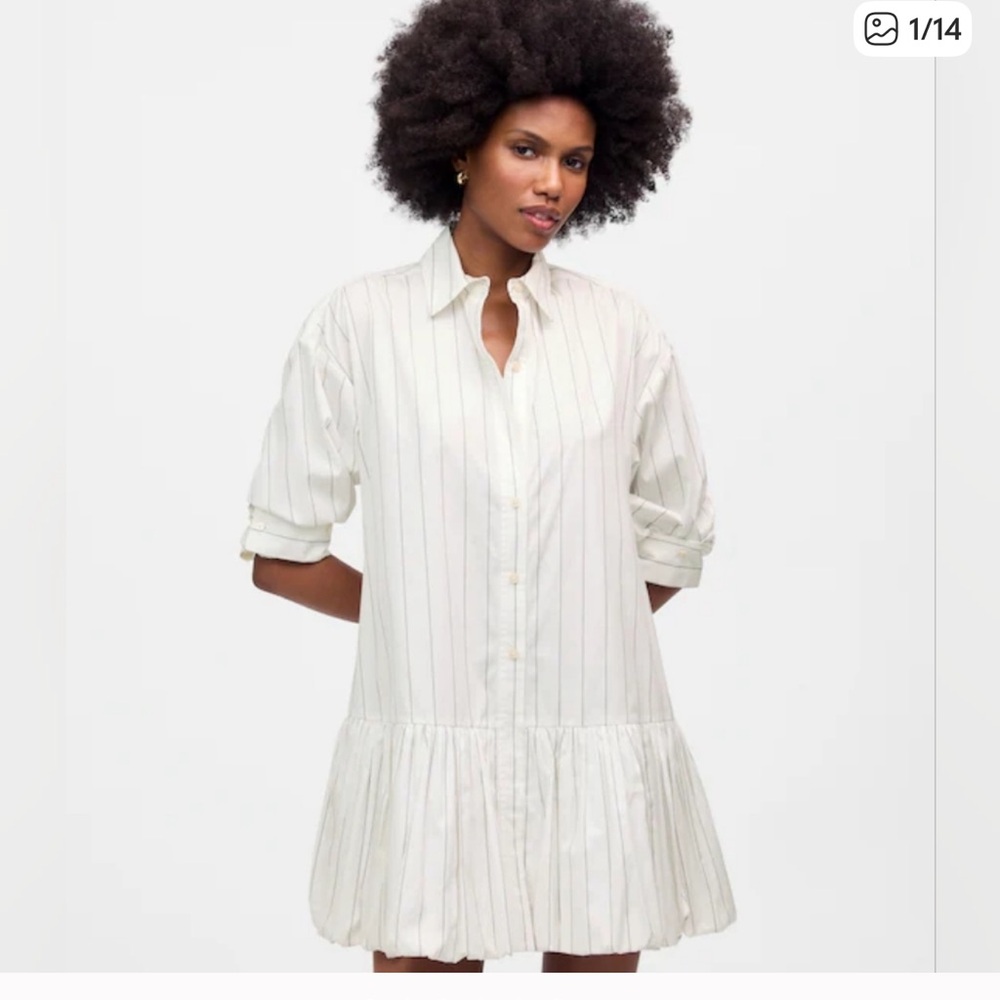 MADEWELL Bubble Hem Mini Shirtdress XS NWT